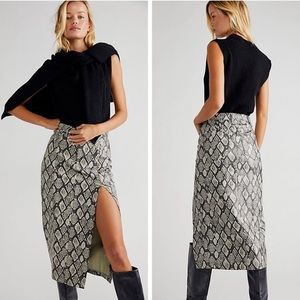 Free People Vegan Leather midi skirt